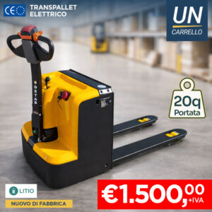 Transpallet Elettrico a basso sollevamento DETAS con batteria al LITIO e portata 20q