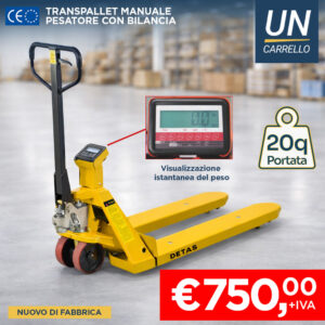Transpallet manuale pesatore DETAS con portata 20q