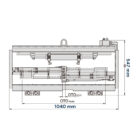 Engineering schematic of a mechanical assembly inside a rectangular frame; width 1040 mm, height 547 mm.
